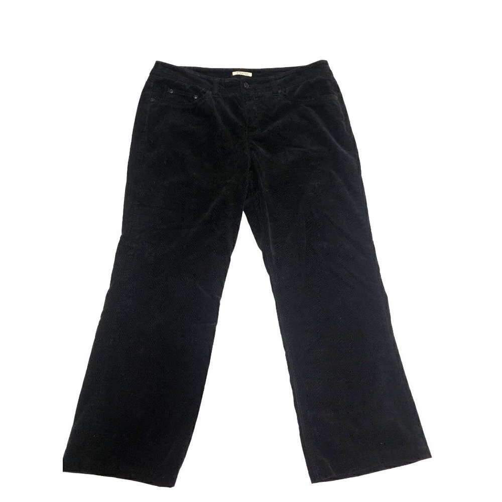 Black Corduroy Pants Size 12 Short Slacks Stretch Length 26" Soft Jones New York